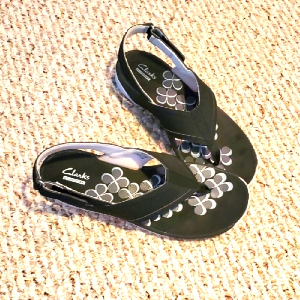 Clarks Collection Black Sandals, Size 7M